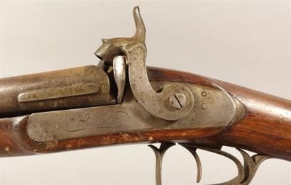 Fusil de chasse à percussion, deux coups....