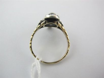 Bague en or jaune 585 millièmes et argent...