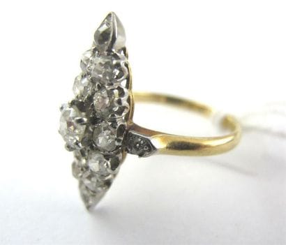 Bague en or jaune 750 millièmes et argent...