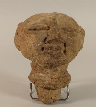 Deux têtes de statuette. Terre cuite. Égypte,...