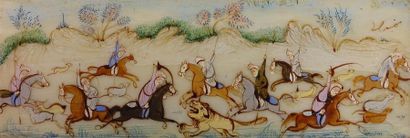 Trois miniatures persannes. 3,8 x 10,8 ;...