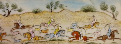 Trois miniatures persannes. 3,8 x 10,8 ;...