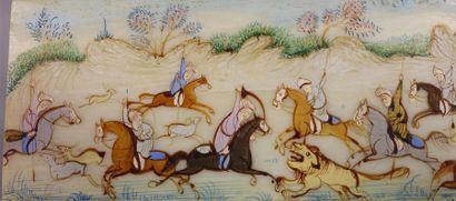 Trois miniatures persannes. 3,8 x 10,8 ;...