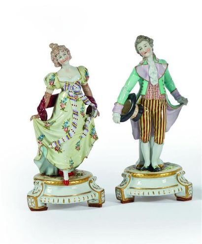ALLEMAGNE
Deux figures en porcelaine à décor...
