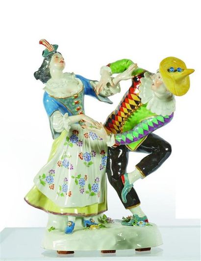 ALLEMAGNE, Meissen
Groupe en porcelaine à...