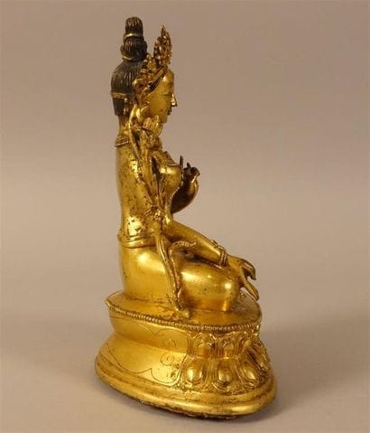 TIBET
Statuette de Tara blanche en bronze...