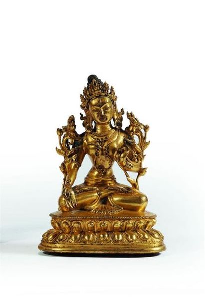 TIBET
Statuette de Tara blanche en bronze...