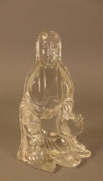 CHINE
Statuette de Guanyin en cristal de...