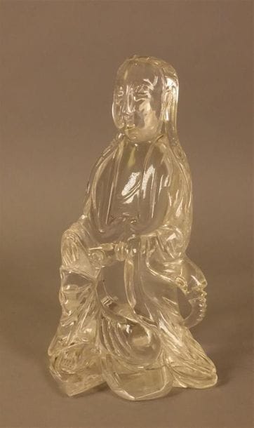 CHINE
Statuette de Guanyin en cristal de...