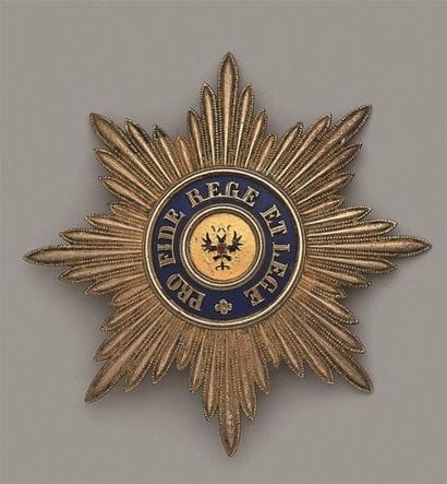 RUSSIE
ORDRE DE L'AIGLE BLANC
Plaque de chevalier...