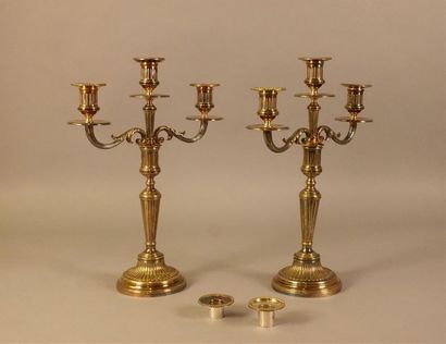 CHRISTOFLE
Paire de candélabres en métal...