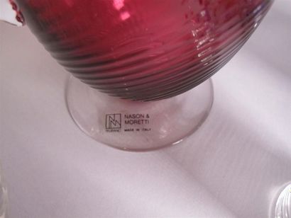 Ensemble en verre à décor émaillé de roses...