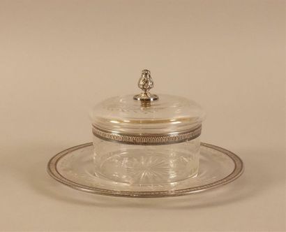 Sucrier couvert et son présentoir en verre...