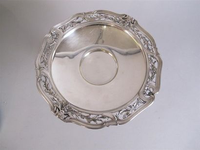 Coupe circulaire en bronze argenté sur piédouche,...