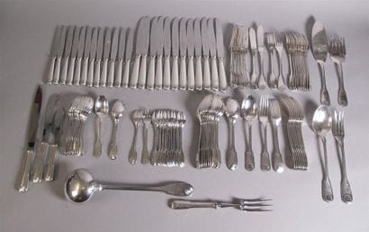 CHRISTOFLE
Partie de ménagère en métal argenté,...