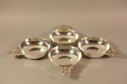 CHRISTOFLE
Quatre coupes en métal argenté,...