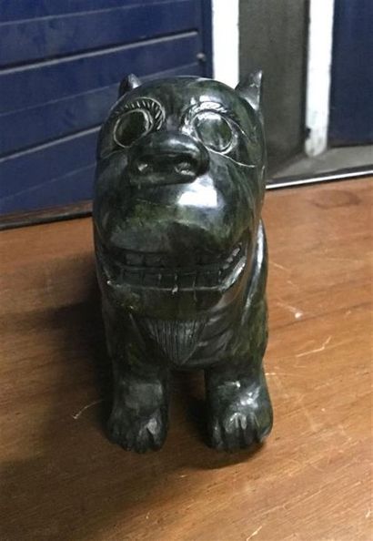 CHINE. Chimère en néphrite verte. Haut. :...