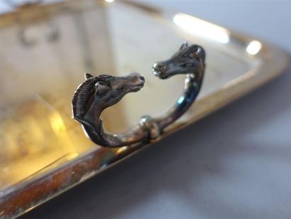 HERMES. Plateau d'anniversaire en métal argenté...