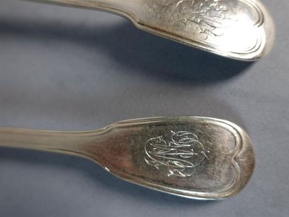Lot en argent : 4 cuillères (Poids : 203...
