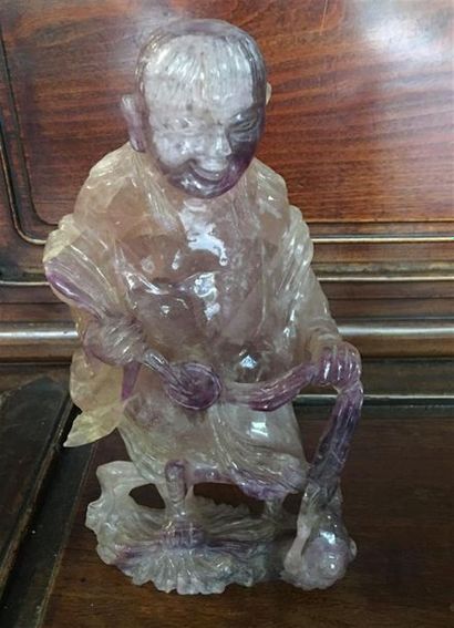 CHINE. Statuette de bouddha en améthyste....