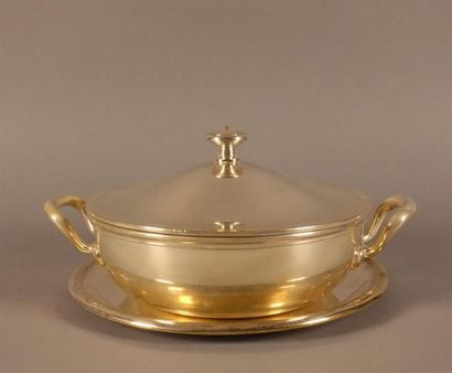 Légumier en métal argenté, chauffe-plat en...