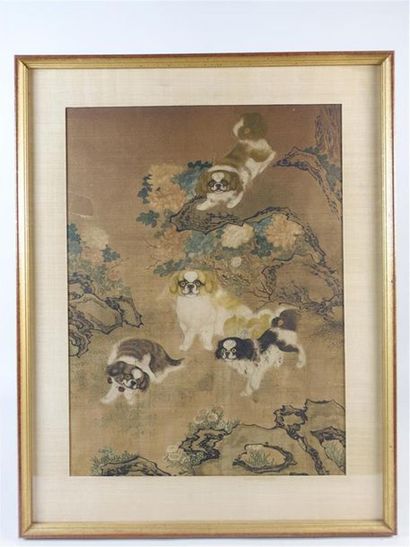 CHINE. Reproduction d'une peinture sur soie...