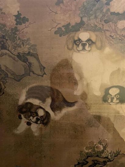 CHINE. Reproduction d'une peinture sur soie...