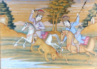 IRAN, Style Qâjâr du XIXe siècle
Deux princes...