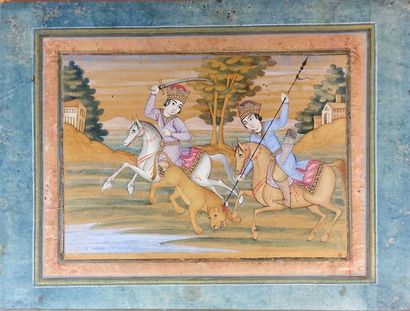 IRAN, Style Qâjâr du XIXe siècle
Deux princes...