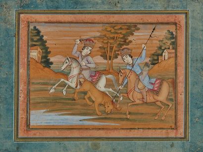 IRAN, Style Qâjâr du XIXe siècle
Deux princes...