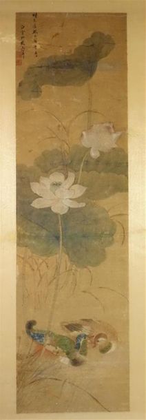 CHINE - XVIIIe siècle
Peinture en hauteur,...