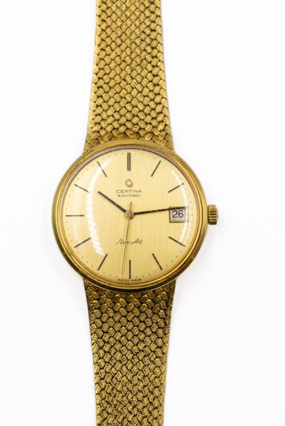 CERTINA
Montre bracelet d'homme en or jaune...