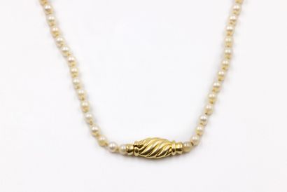 Collier composé de perles de culture en chute.
Fermoir...