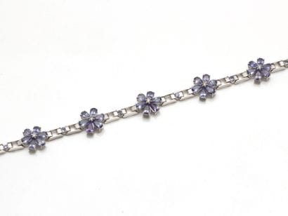 Bracelet articulé en or gris (750), décoré...
