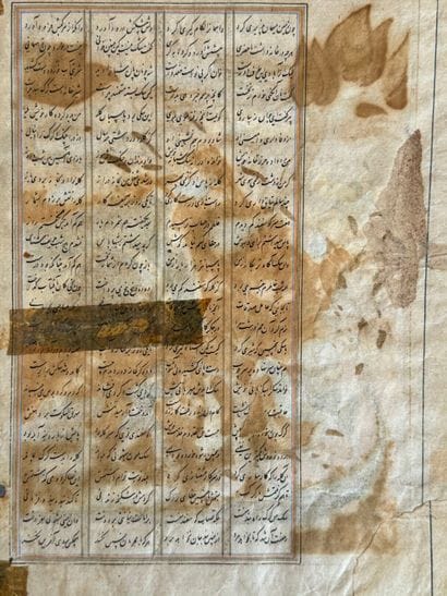 Bahrâm Goûr meets a shepherd
Miniature, gouache...
