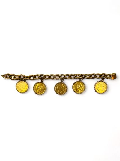 Bracelet en or jaune (750) à maille forçat...