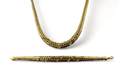 Collier et bracelet en or jaune (750) à maille...