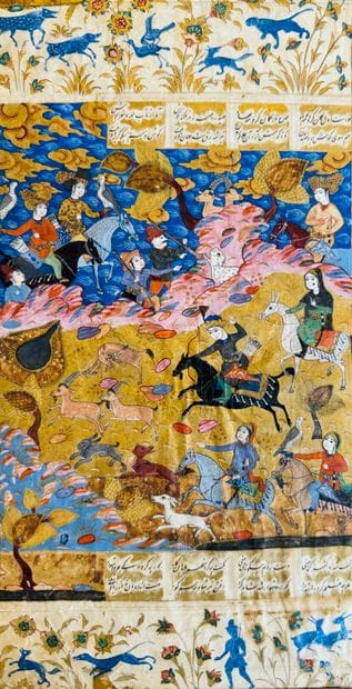 Bahrâm Goûr hunting 
Miniature, gouache,...
