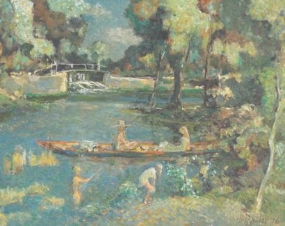 Michael D'AGUILAR (1924) 

Riverside Landscape...