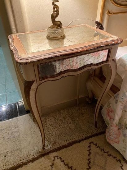 Pair of cream lacquered wooden night tables...