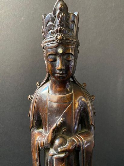 Guanyin on a lotus

Bronze subject

Asia

H:...