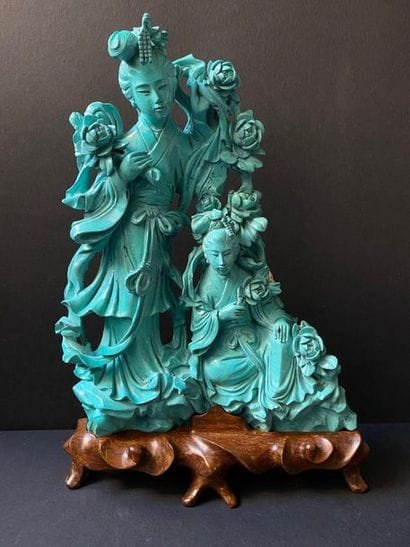 Turquoise hard stone subject featuring a...