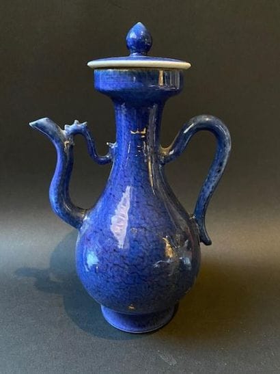 Small blue porcelain covered coffee pot

China...