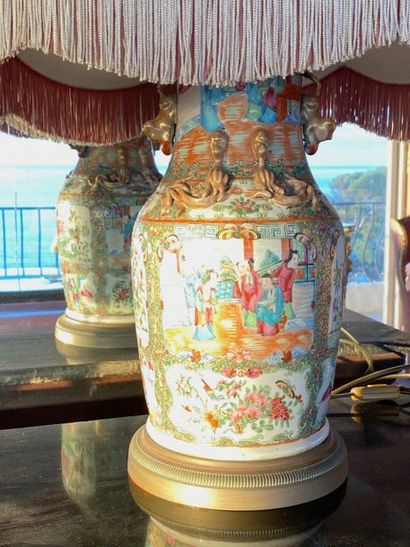 Canton porcelain vase decorated with characters.

China,...
