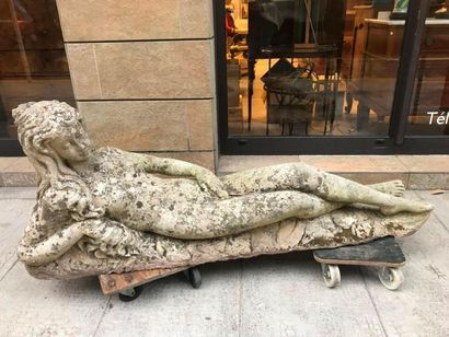 Reconstituted stone statue of an elongated...