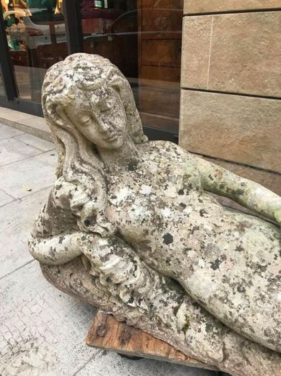 Reconstituted stone statue of an elongated...