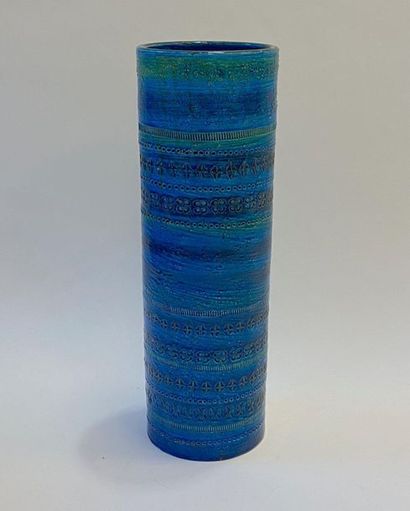 BITOSSI

Vase cylindrique en faïence bleu

H...