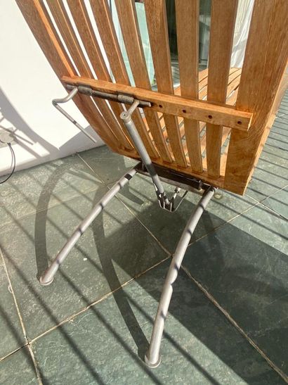 Teak and metal deckchair by SUNWOOD INDU...