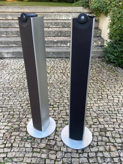 Pair of loudspeakers on stand of brand BOWER...