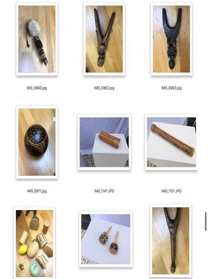 Set of tribal art objects and musical in...